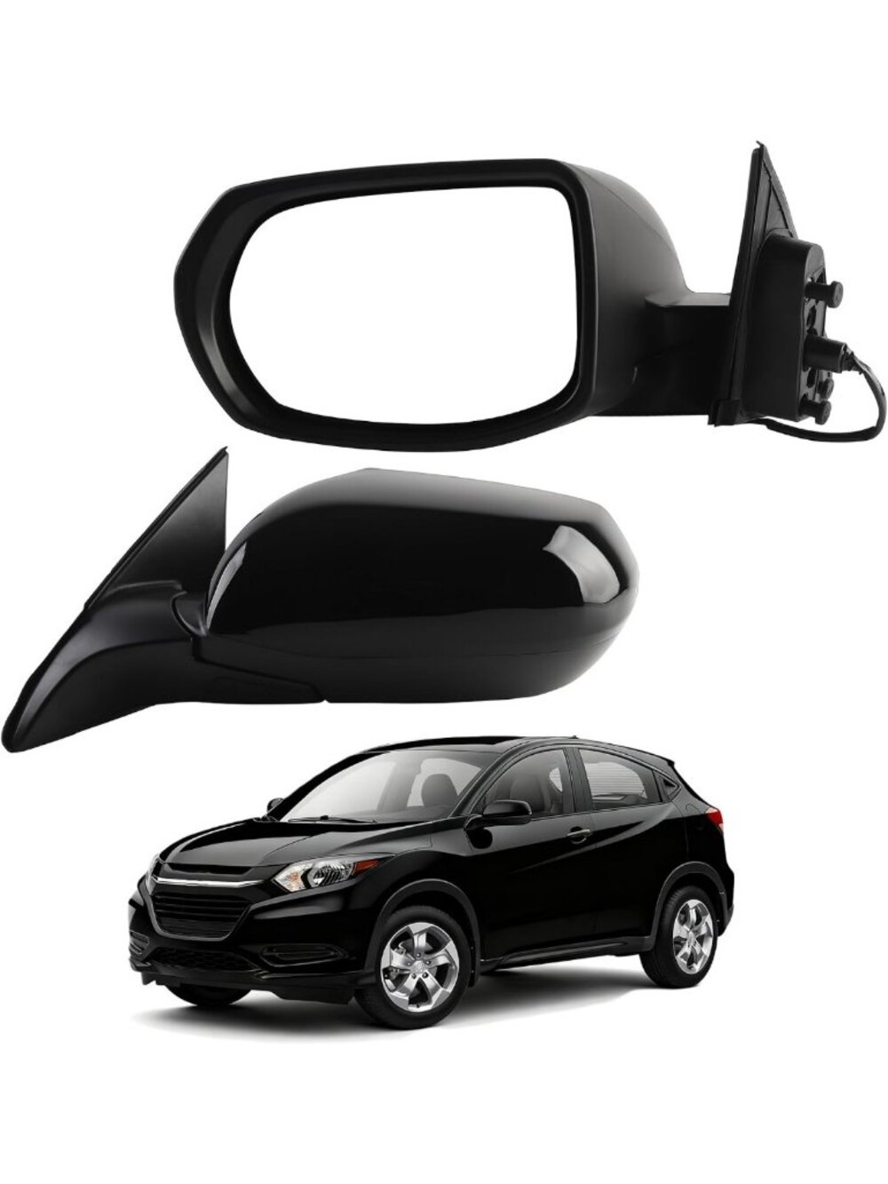 Left Side Mirror for 2017-2022 Honda HR-V - Black, 3 Pins, Direct Fit